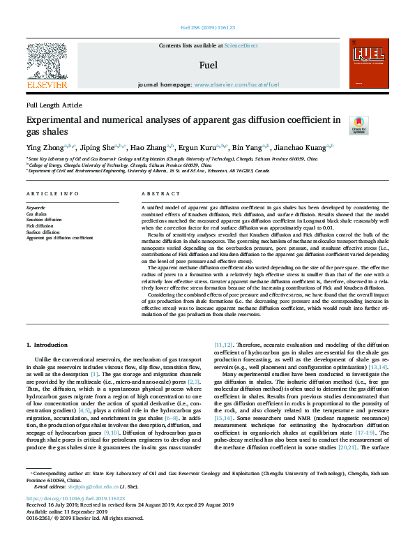 (PDF) Experimental and numerical analyses of apparent gas diffusion ...
