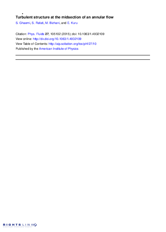 (PDF) Turbulent structure at the midsection of an annular flow
