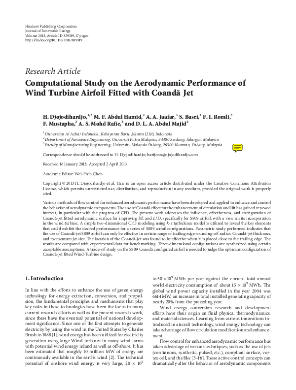 (PDF) Computational Study on the Aerodynamic Performance of Wind ...