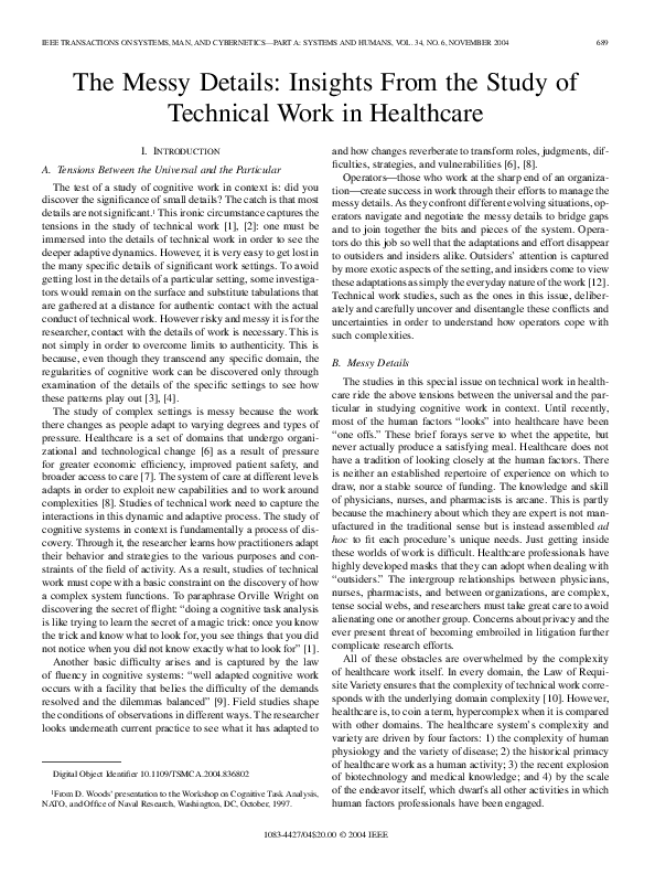(PDF) The Messy Details: Insights From the Study of Technical Work in ...
