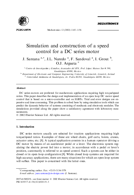 (PDF) Simulation and construction of a speed control for a DC series motor