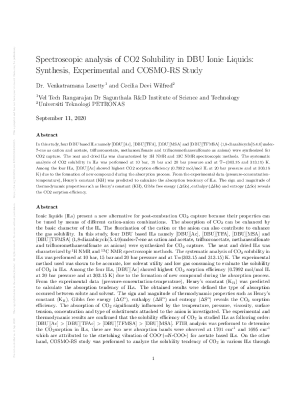 (PDF) Spectroscopic analysis of CO2 Solubility in DBU Ionic Liquids ...
