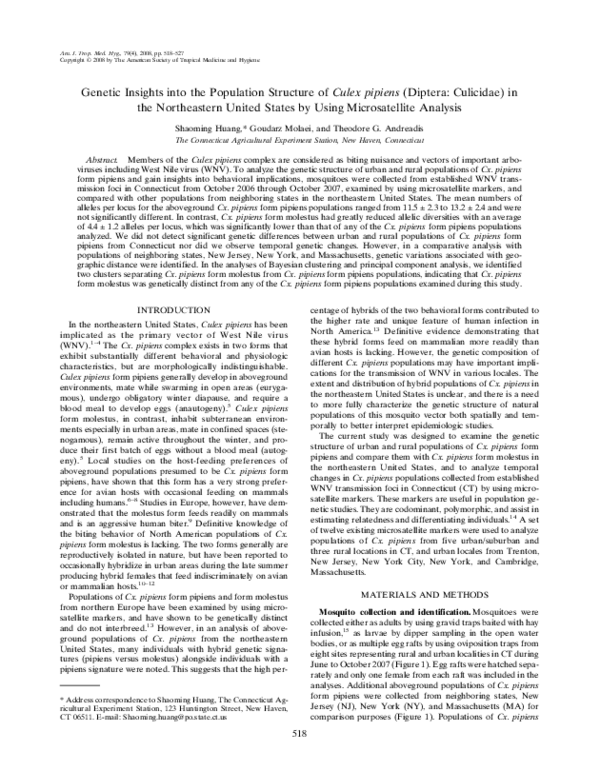 (PDF) Genetic Insights into the Population Structure of Culex pipiens ...
