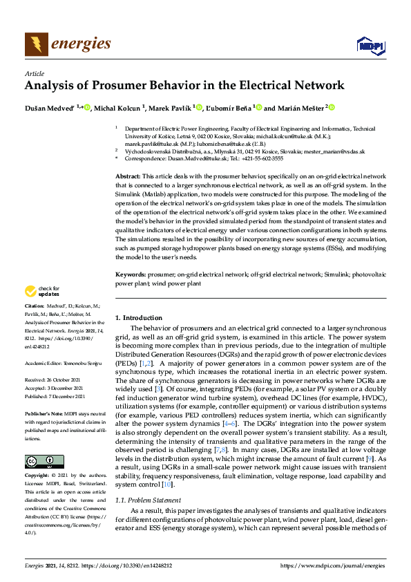 (PDF) Analysis of Prosumer Behavior in the Electrical Network