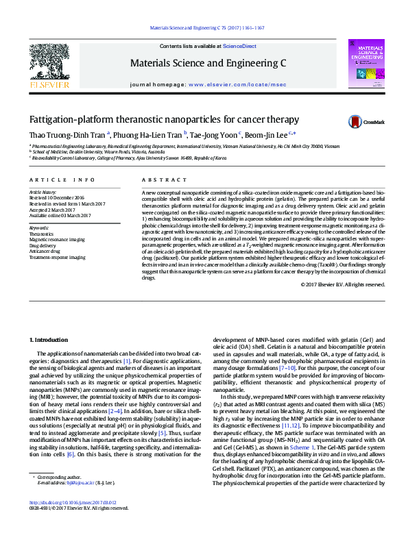 (PDF) Fattigation-platform theranostic nanoparticles for cancer therapy