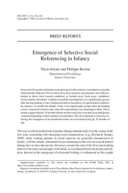 (PDF) Emergence of Selective Social Referencing in Infancy
