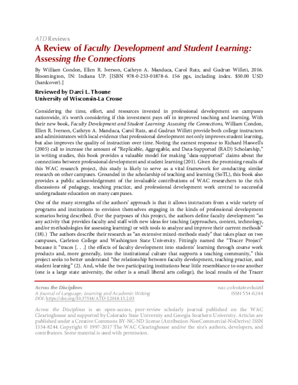 (PDF) Faculty Development and Student Learning: Assessing the Connections