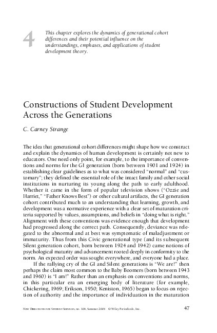 (PDF) Constructions of student development across the generations