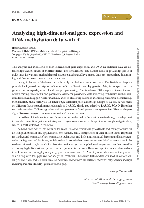 (PDF) Analyzing High-Dimensional Gene Expression and DNA Methylation ...