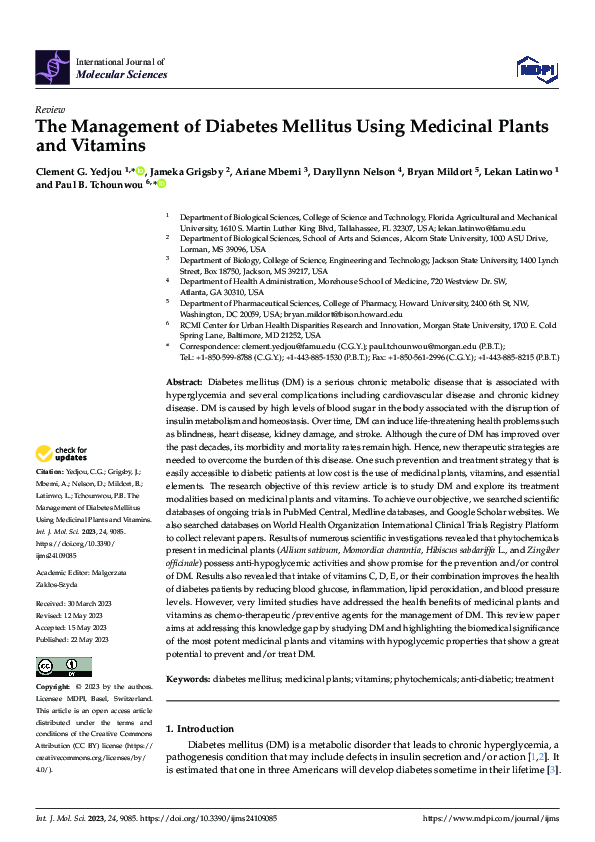 (PDF) The Management of Diabetes Mellitus Using Medicinal Plants and ...