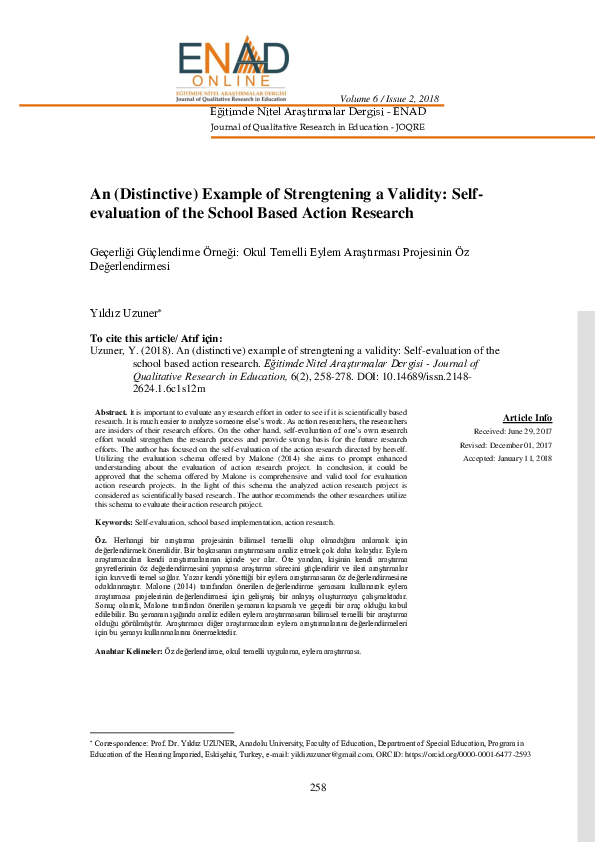 (PDF) An (Distinctive) Example of Strengtening a Validity: Self ...