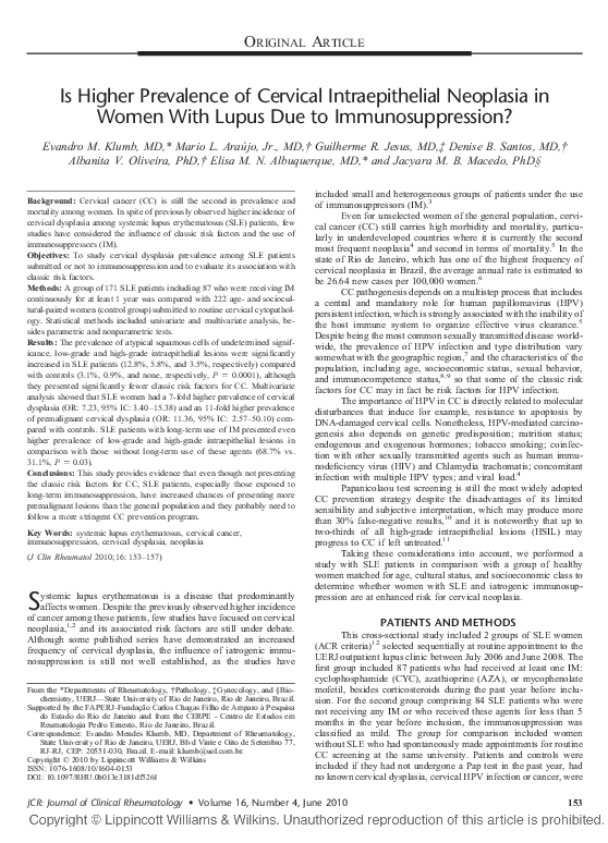 (PDF) Is Higher Prevalence of Cervical Intraepithelial Neoplasia in ...