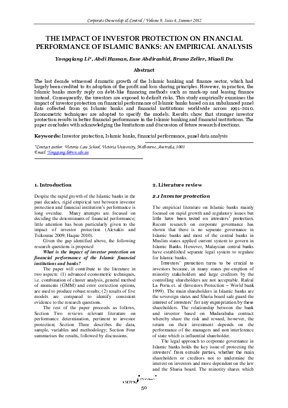 (PDF) The Impact of Investor Protection on Financial Performance of ...