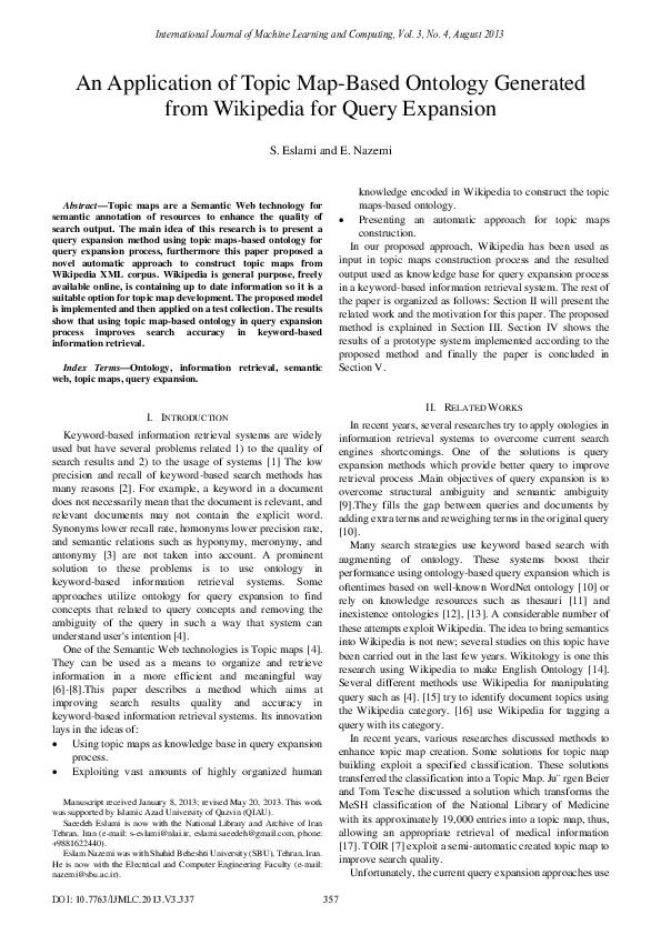 (PDF) An Application of Topic Map-Based Ontology Generated from ...