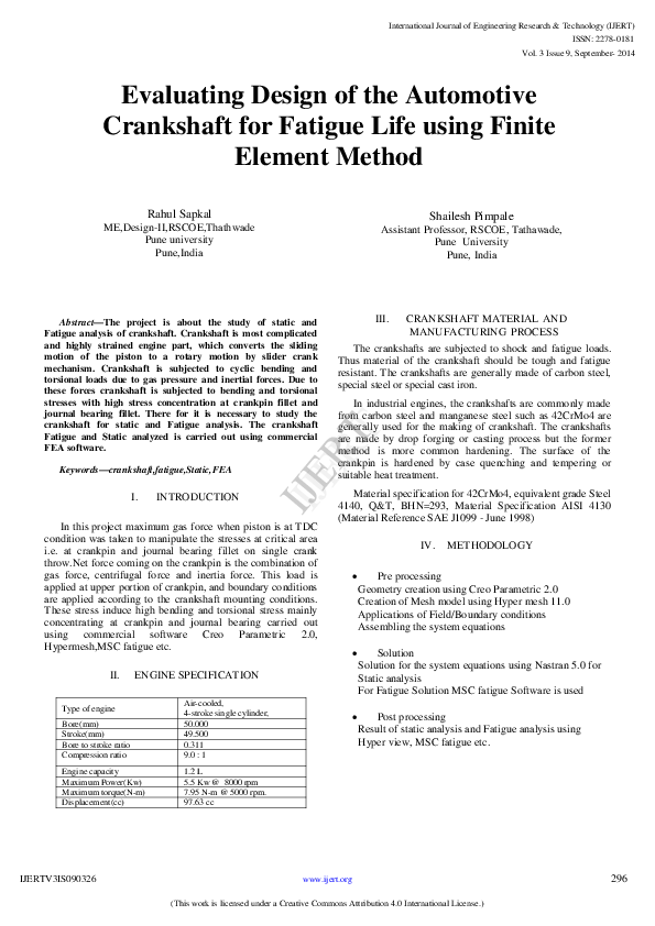 (PDF) Evaluating Design of the Automotive Crankshaft for Fatigue Life ...