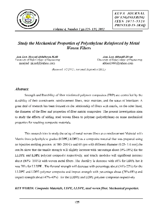 (PDF) Study the Mechanical Properties of Polyethylene Reinforced by ...