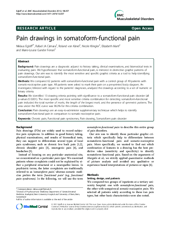 (PDF) Pain drawings in somatoform-functional pain