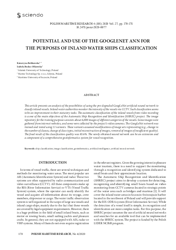 (PDF) Potential and Use of the Googlenet Ann for the Purposes of Inland ...