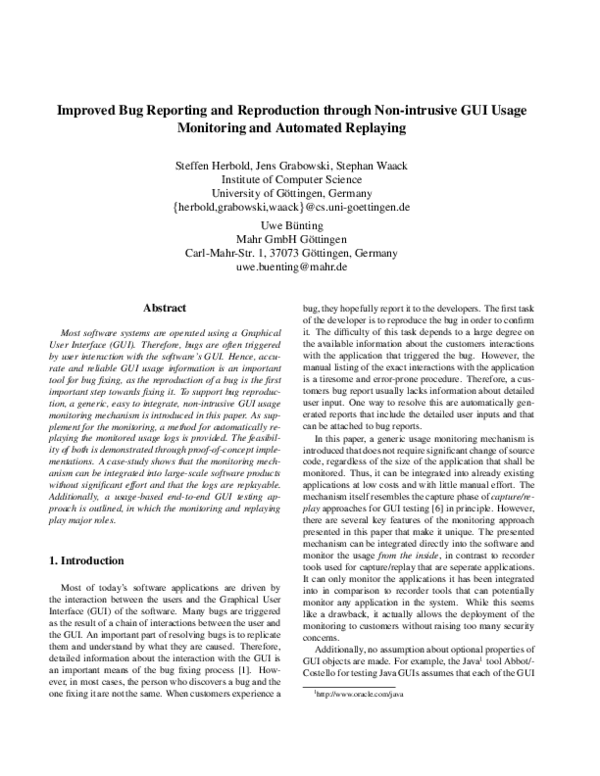 (PDF) Improved Bug Reporting and Reproduction through Non-intrusive GUI ...