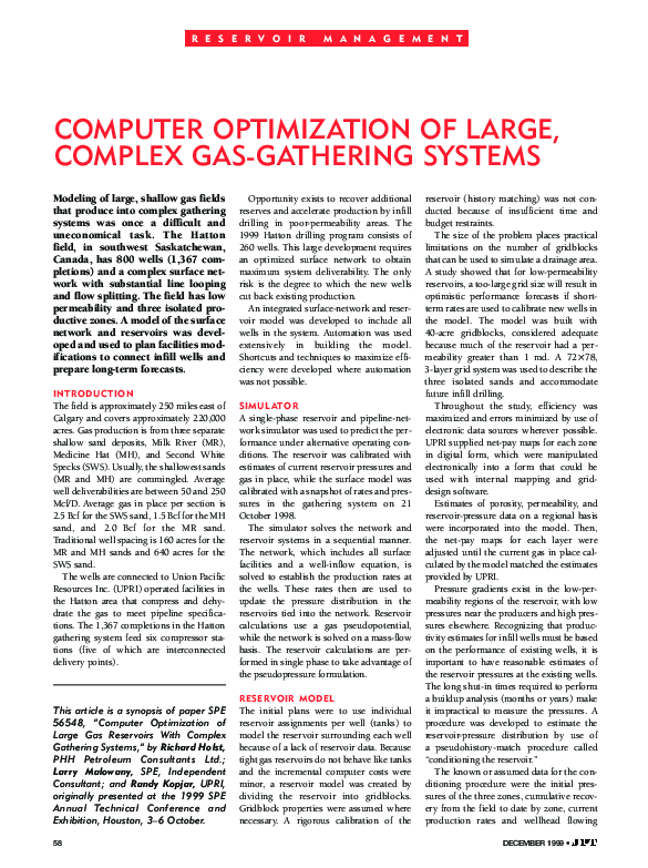 (PDF) Computer optimization of large, complex gas-gathering systems