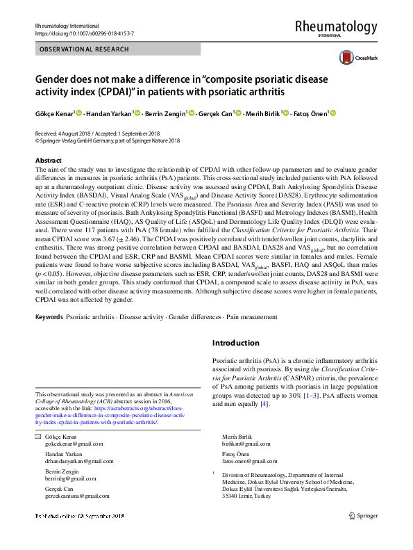 (PDF) Gender does not make a difference in “composite psoriatic disease ...