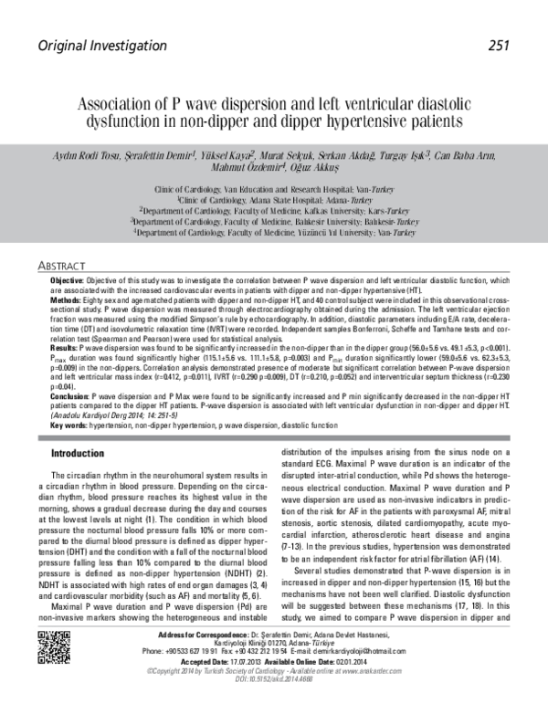 (PDF) Association of P wave dispersion and left ventricular diastolic ...