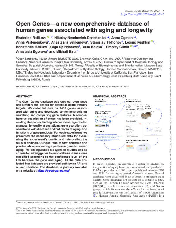 (PDF) Open Genes—a new comprehensive database of human genes associated ...