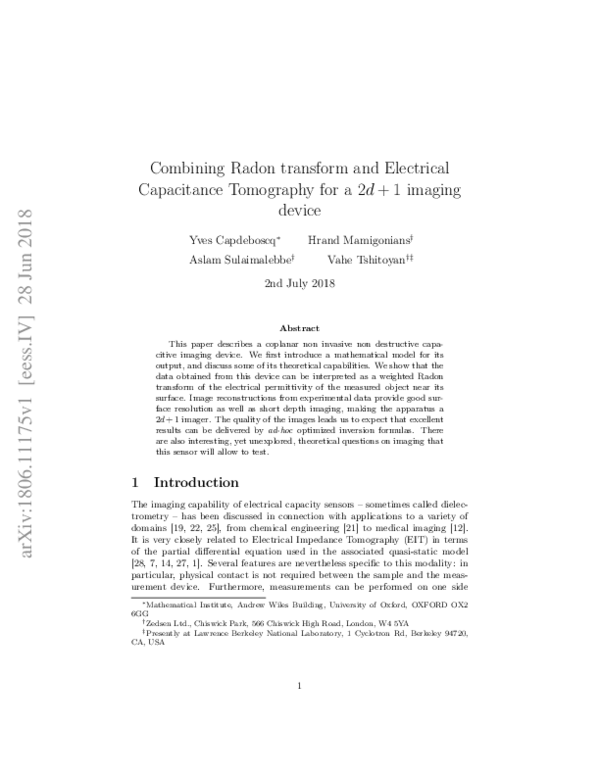 (PDF) Combining Radon transform and electrical capacitance tomography
