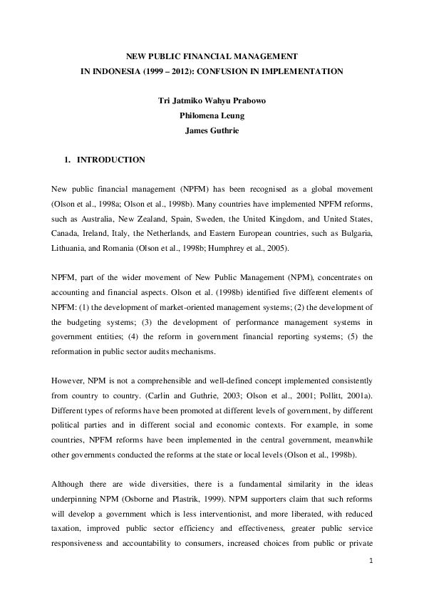 (PDF) New Public Financial Management in Indonesia (1999 – 2012 ...