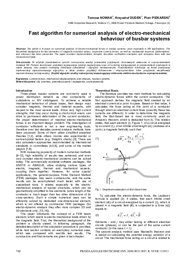 (PDF) Fast algorithm for numerical analysis of electro-mechanical ...
