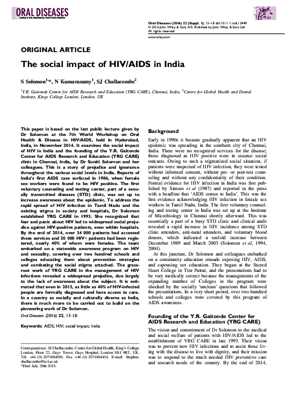 (PDF) The social impact of HIV/AIDS in India