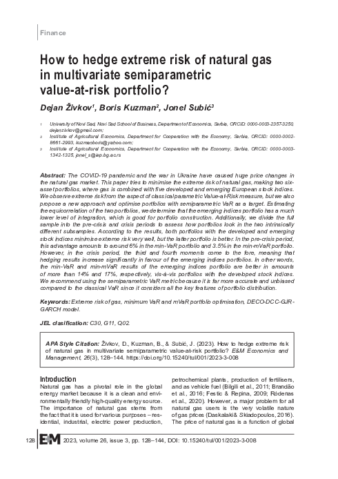 (PDF) How to hedge extreme risk of natural gas in multivariate ...