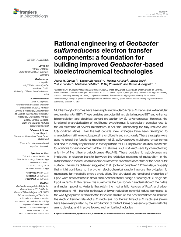(PDF) Rational engineering of Geobacter sulfurreducens electron ...