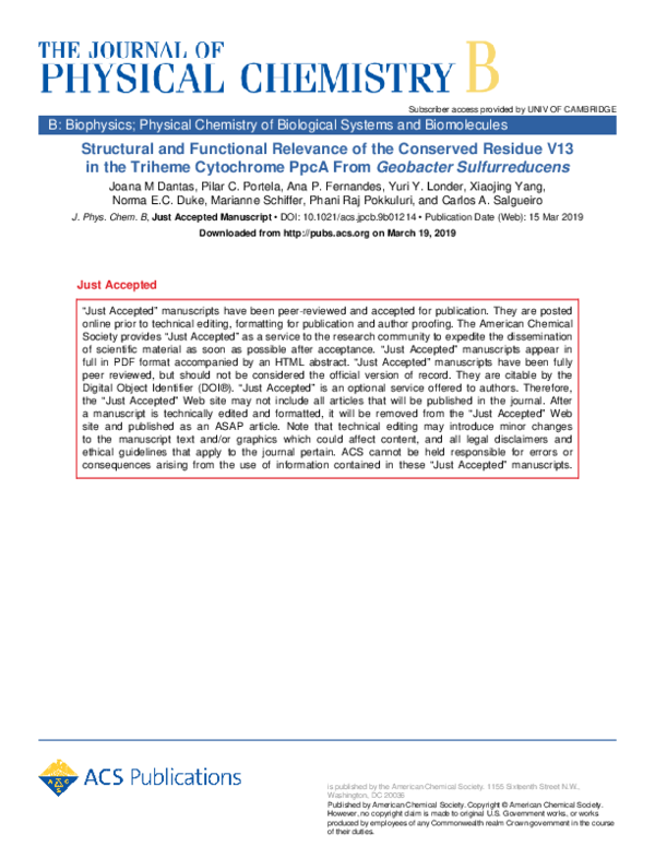 (PDF) Structural and Functional Relevance of the Conserved Residue V13 ...