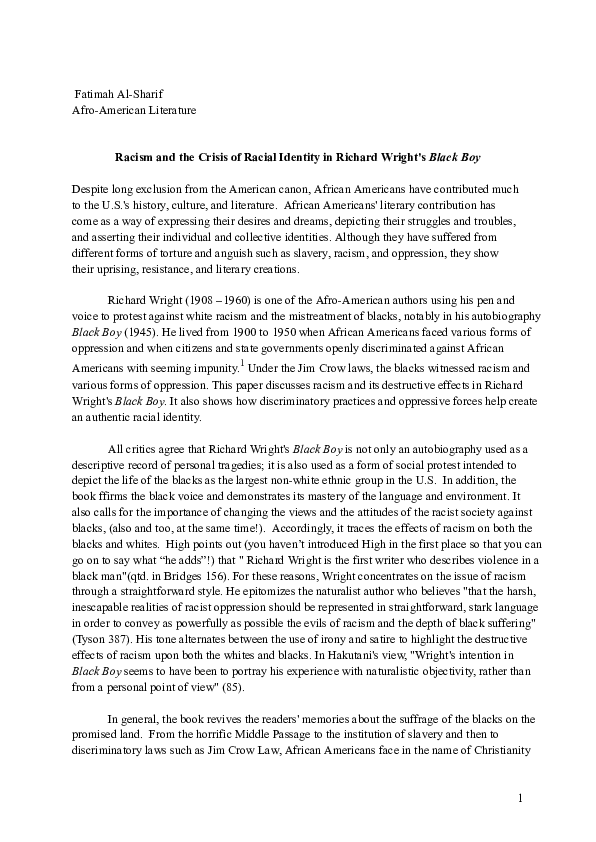 (PDF) Racism and the Crisis of Racial Identity in Richard Wright's ...
