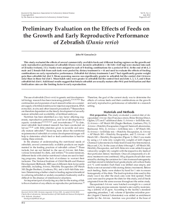 (PDF) Preliminary evaluation on the effects of feeds on the growth and ...
