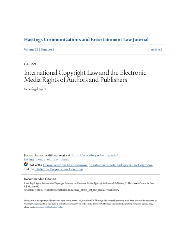 (PDF) International Copyright Law and the Electronic Media Rights of ...