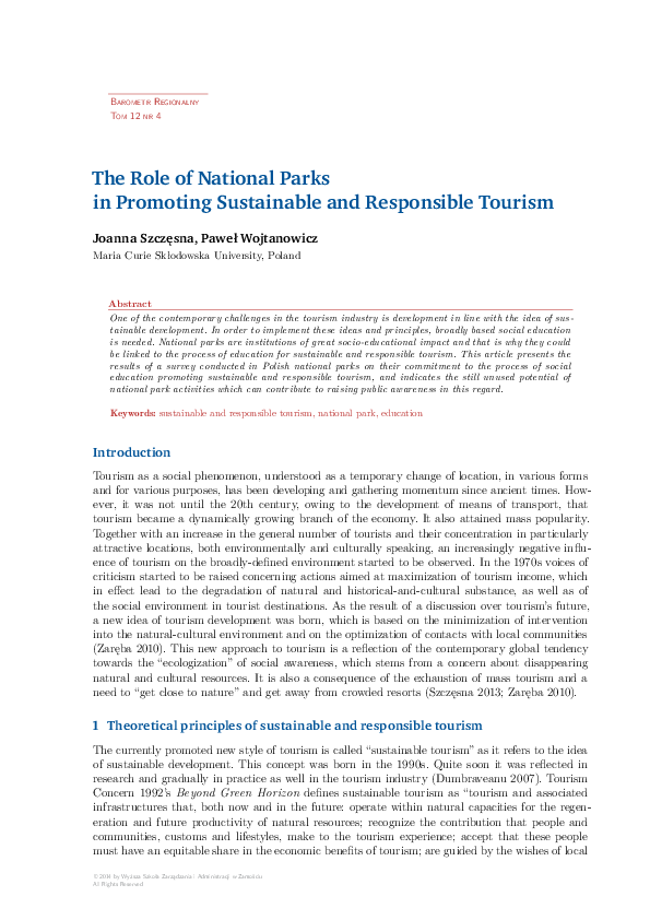 (PDF) The Role of National Parks in Promoting Sustainable and ...