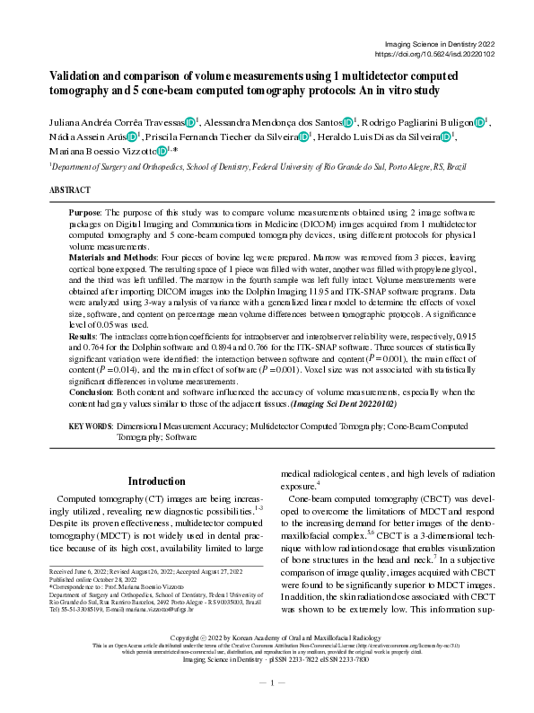 (PDF) Validation and comparison of volume measurements using 1 ...