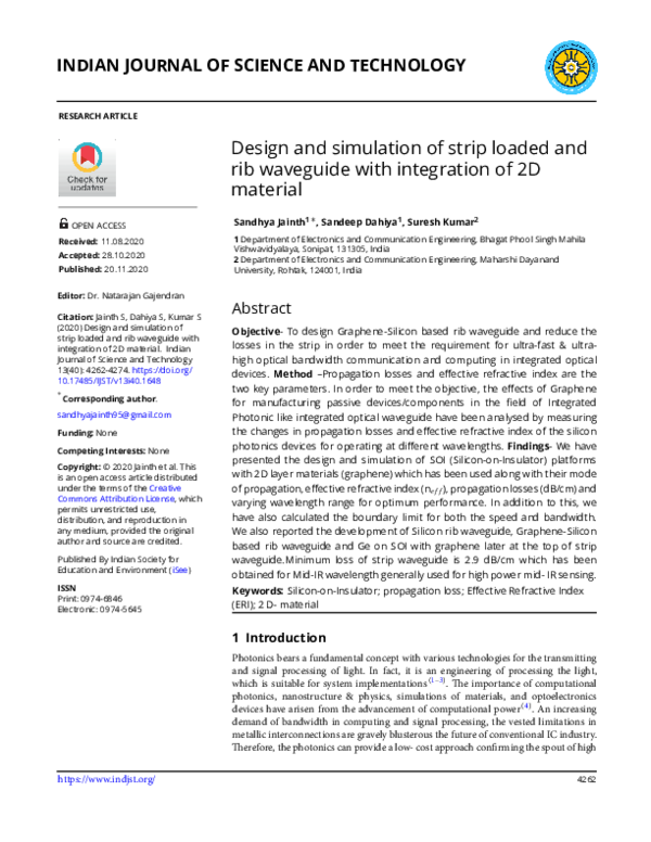 (PDF) Design and simulation of strip loaded and rib waveguide with ...