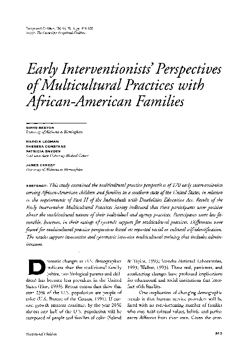 (PDF) Early Interventionists Perspectives of Multicultural Practices ...