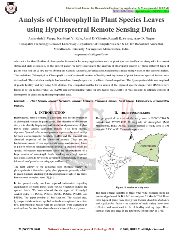 (PDF) Analysis of Chlorophyll in Plant Species Leaves using ...