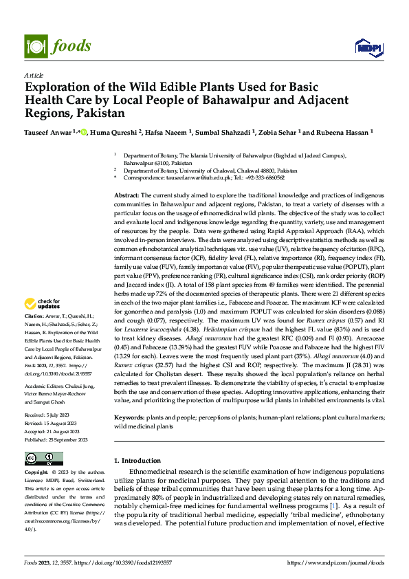 (PDF) Exploration of the Wild Edible Plants Used for Basic Health Care ...