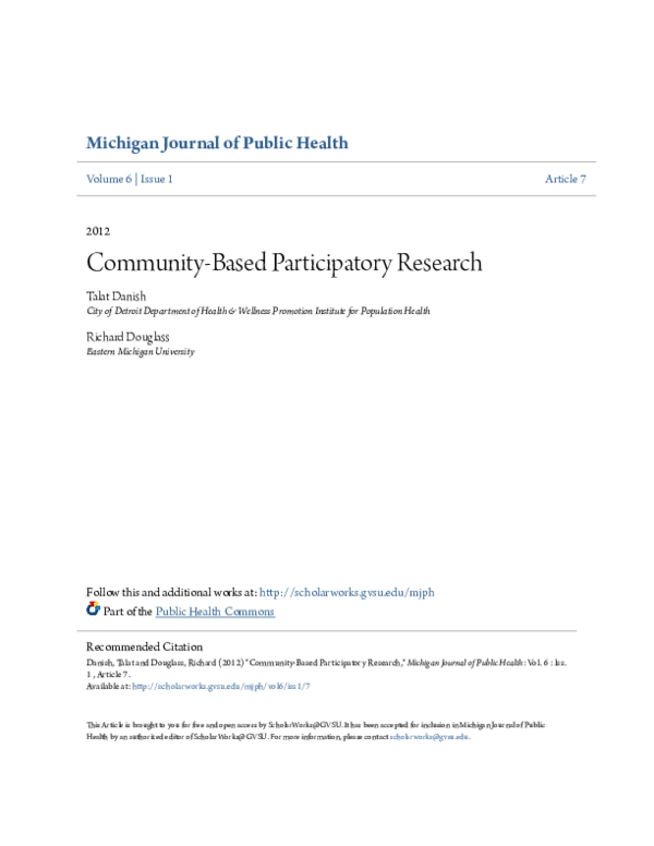 (PDF) Community-Based Participatory Research