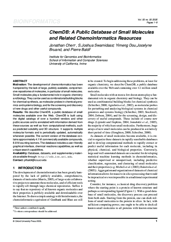 (PDF) ChemDB: a public database of small molecules and related ...