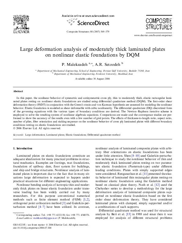 (PDF) Large deformation analysis of moderately thick viscoelastic plates