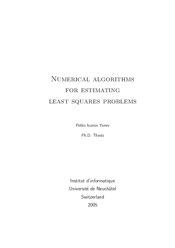 (PDF) Numerical algorithms for estimating least squares problems