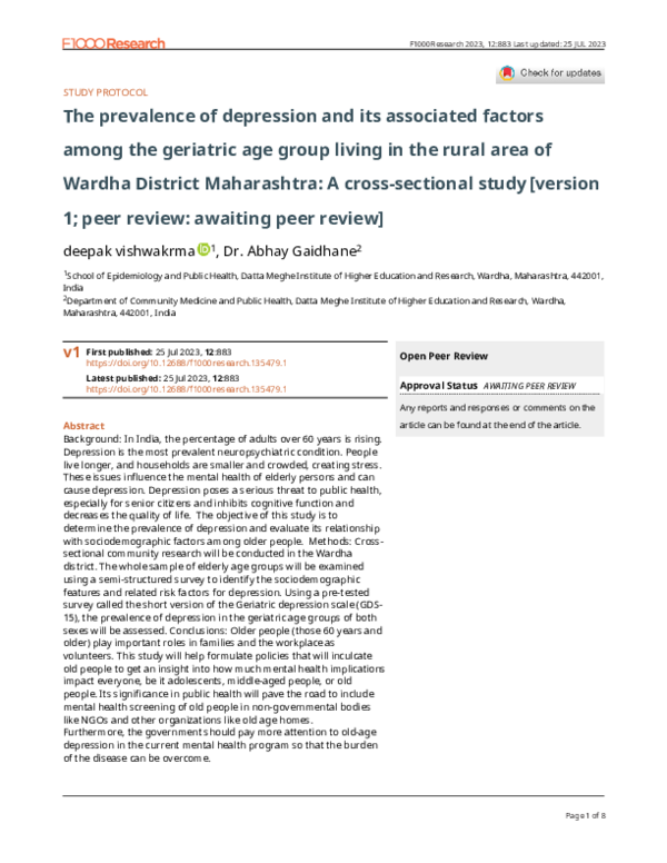 (PDF) The prevalence of depression and its associated factors among the ...