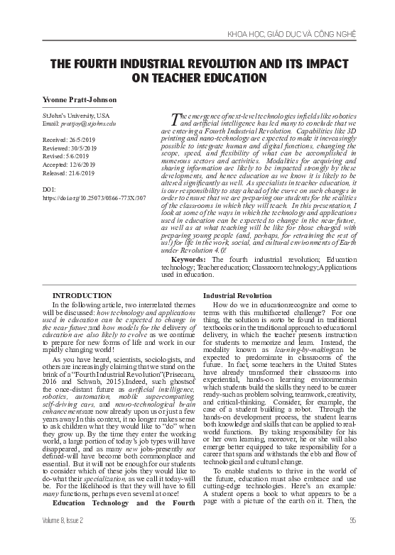 (PDF) The Fourth Industrial Revolution and Its Impact on Teacher Education