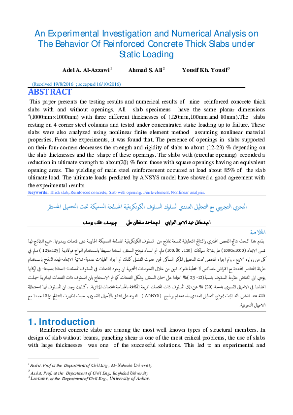 (PDF) An Experimental Investigation and Numerical Analysis on The ...